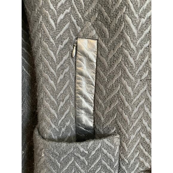 Mackage vintage wool pea coat black zip pockets leather trim buttons Size Sp - Picture 6 of 9